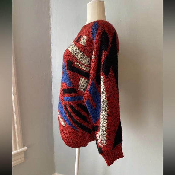 S.S.G. Catharine Lover Size M Red Wool Cotton Retro Vintage Sweater - Picture 4 of 7
